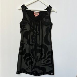 Phoebe Couture Vtg 90’s Y2K 100% Silk Floral Burnout Bodycon Studs Shift Dress 2